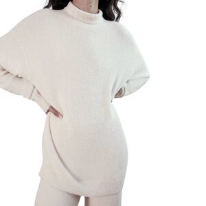 Aritzia Wilfred Free Hush Knit Turtleneck Sweater Cream Chenille Sz XXS